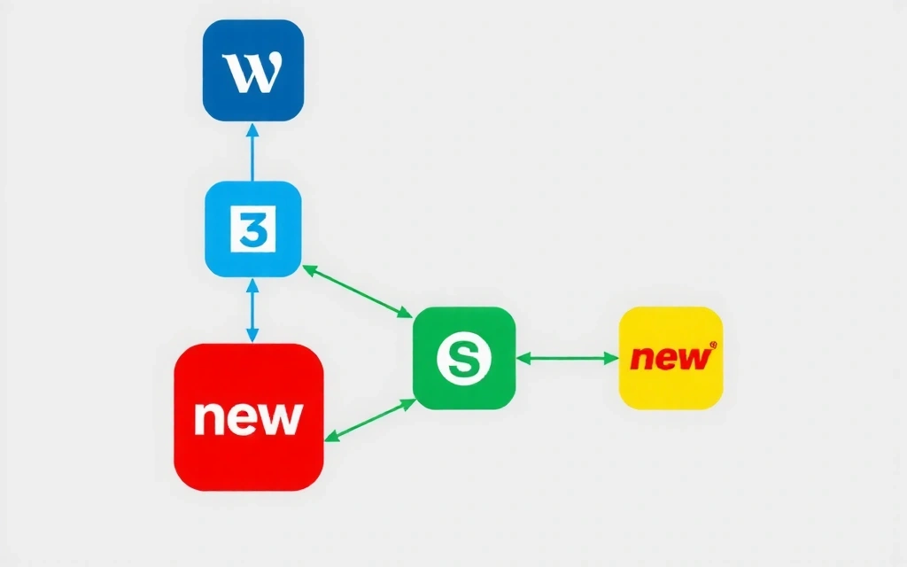 Ilustrație de legături web conectând diferite site-uri, reprezentând link-uri externe