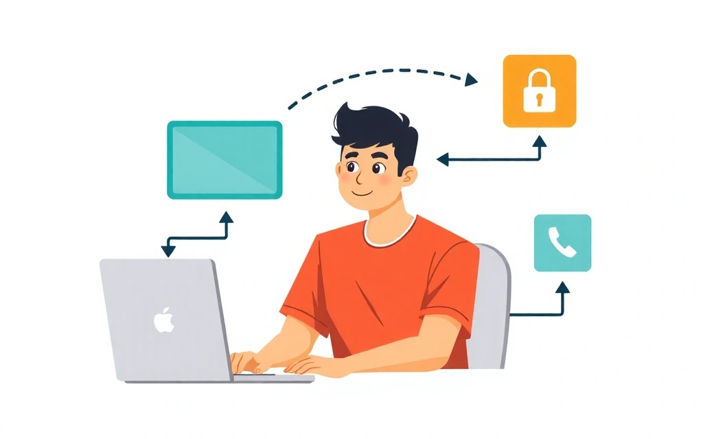 Ilustrație de utilizator responsabil navigând pe internet în siguranță